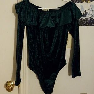 Beautiful emerald velvet bodysuit